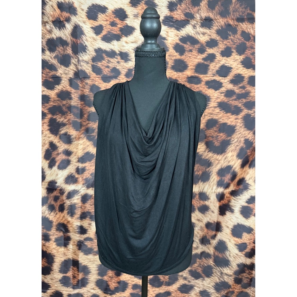 Draped Cowl Neck Sleeveless Jersey Top